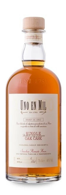 Brandy Uno En Mil Solera Gran Reserva70 Cl.